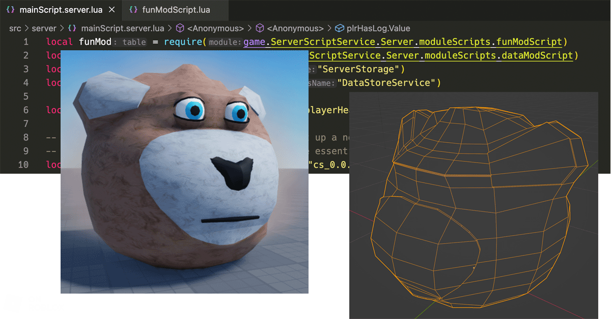 using blender and roblox studio to create etaló the teddy bear head